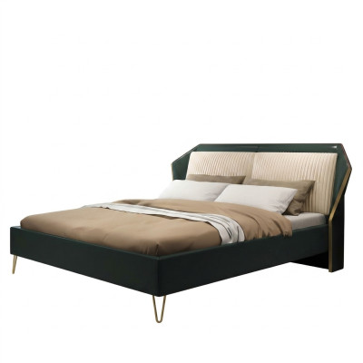 Luxe Linge de lit Double Design Chambre à coucher Lits Métal Vert nouveau