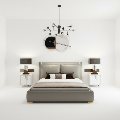 Chambre à coucher moderne Lit de luxe double 180x200 Mobilier Lits Ameublement