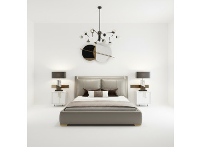Chambre à coucher moderne Lit de luxe double 180x200 Mobilier Lits Ameublement