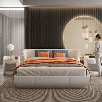 Conception de tapisserie de lit lits doubles de luxe chambre à coucher 180x200cm nouveau