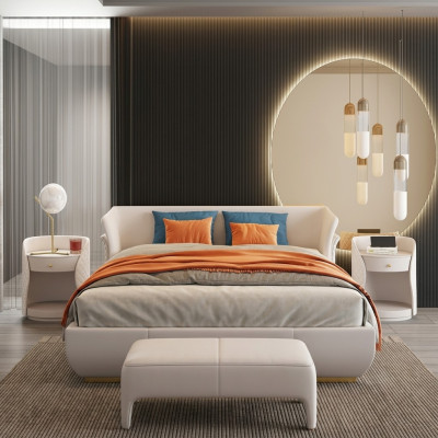 Conception de tapisserie de lit lits doubles de luxe chambre à coucher 180x200cm nouveau