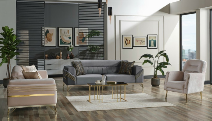 ensemble de canapés exclusifs 3+3+1 composé de 3 morceaux - 2 canapés - Fauteuil relaxant luxe