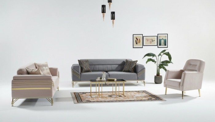 ensemble de canapés exclusifs 3+3+1 composé de 3 morceaux - 2 canapés - Fauteuil relaxant luxe