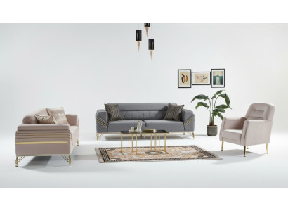 ensemble de canapés exclusifs 3+3+1 composé de 3 morceaux - 2 canapés - Fauteuil relaxant luxe