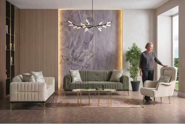 ensemble de canapés exclusifs en ensemble 3+3+1 3 places 2x canapé fauteuil relaxant luxueux