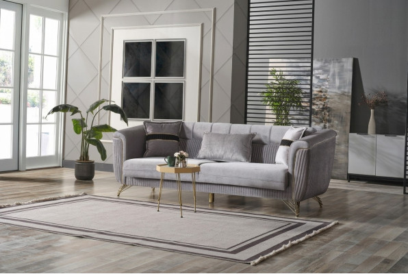 Canapé 3 places en tissu bois canapé moderne rembourrage canapés design luxe gris