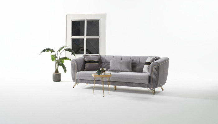 Canapé 3 places en tissu bois canapé moderne rembourrage canapés design luxe gris