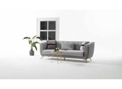 Canapé 3 places en tissu bois canapé moderne rembourrage canapés design luxe gris