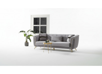 Canapé 3 places en tissu bois canapé moderne rembourrage canapés design luxe gris