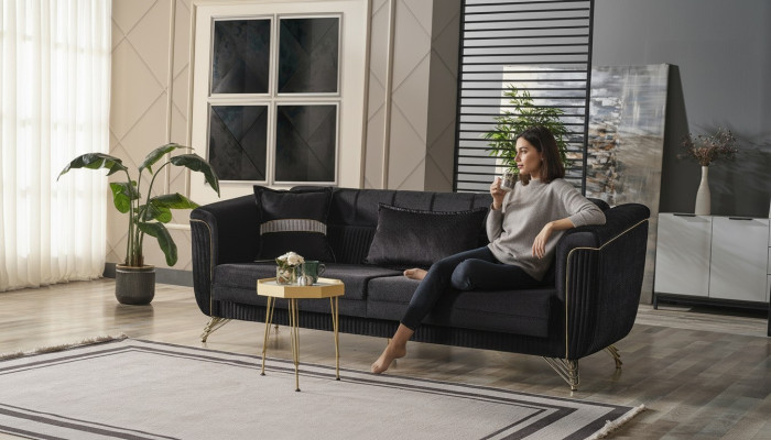 Élégant canapé 3 places moderne, canapé élégant 3 places, 228 cm, mobilier brun