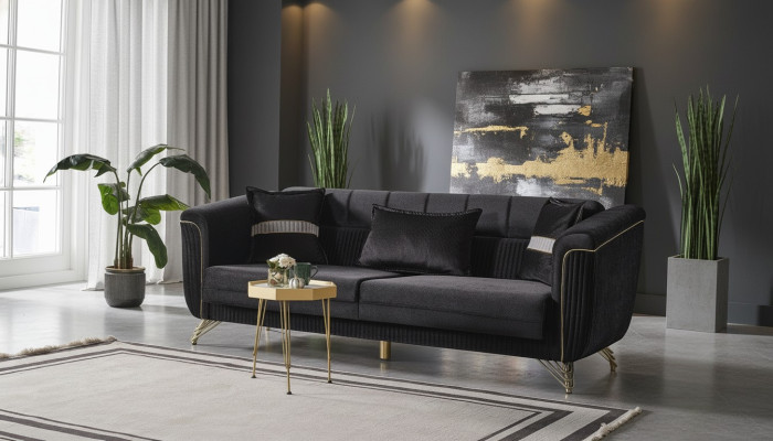 Élégant canapé 3 places moderne, canapé élégant 3 places, 228 cm, mobilier brun
