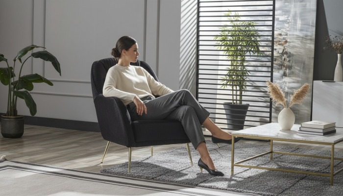 Elegant canapé Fauteuil Canapé ensemble Noir Relax 2 pièces Mobilier de salon
