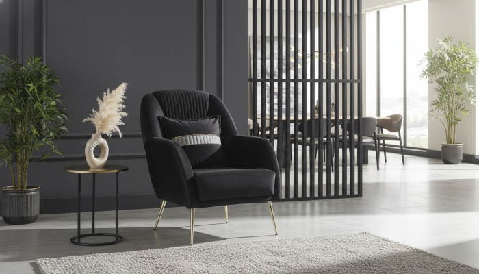 Elegant canapé Fauteuil Canapé ensemble Noir Relax 2 pièces Mobilier de salon