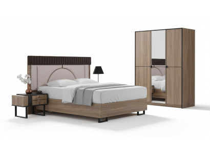 Ensemble de chambre à coucher de luxe Lit complet + 2 tables de chevet 3 pièces. Ensemble moderne neuf
