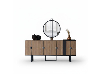 Buffet Buffet avec miroir Suite de luxe Commode Commodes en bois 193cm