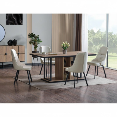 Ensemble de salle à manger 7 pièces. Table à manger 6x Chaises Designer Fauteuil en bois Ensemble de meubles neuf