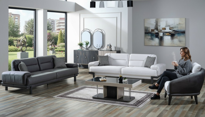 Ensemble de canapé 3+3+1 places en textile moderne avec fauteuil complet Canapé 3 places de luxe
