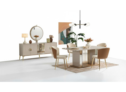 Ensemble de salle à manger de luxe Table à manger + 6 chaises + Buffet Ensemble de salle à manger neuf de 8 pièces