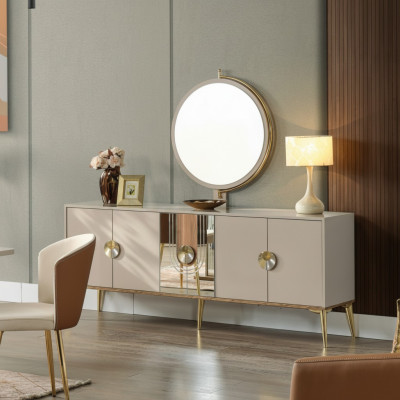 Bahut Armoire Marron Meuble Laqué Luxe Commode Buffet