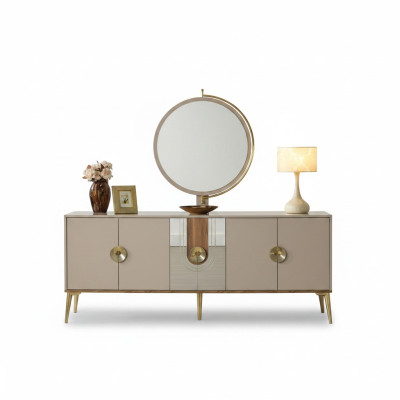 Bahut Armoire Marron Meuble Laqué Luxe Commode Buffet