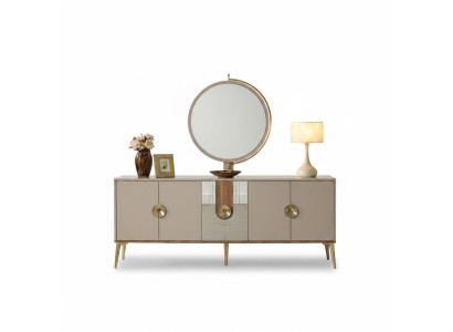 Bahut Armoire Marron Meuble Laqué Luxe Commode Buffet