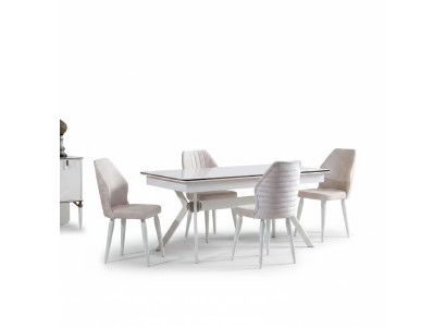 Ensemble de salle à manger Table à manger moderne + 6 chaises Table en bois Chaise rembourrée 7 pièces. Nouveau