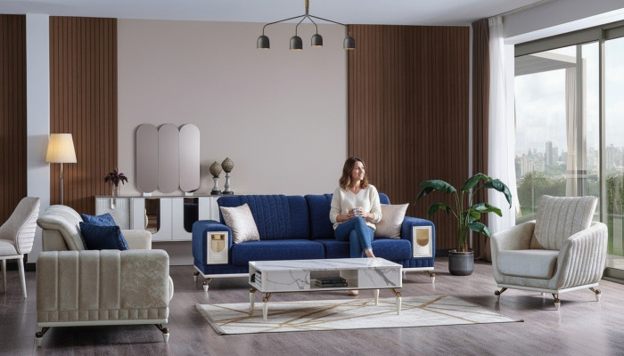Ensemble de canapé 3+3+1 places Mobilier de luxe Ensemble de canapé Set moderne neuf 3 pièces