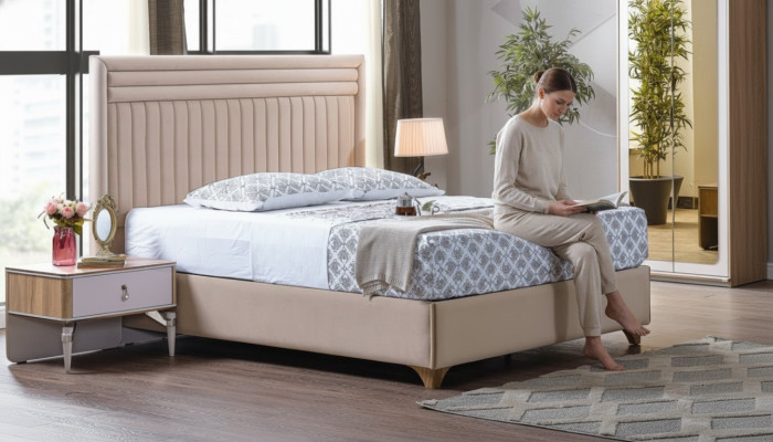 Ensemble de chambre moderne Lit + 2 tables de chevet Meubles design 3 pcs. neuf UE