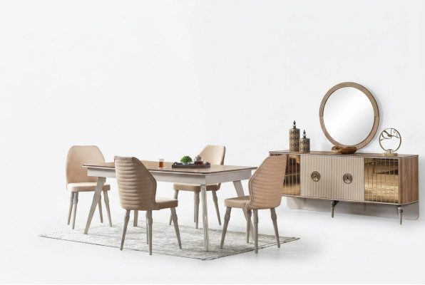 Salle à manger design Table à manger complète + 6 chaises Meubles modernes Table en bois neuve