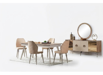 Salle à manger design Table à manger complète + 6 chaises Meubles modernes Table en bois neuve