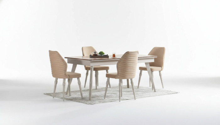 Ensemble complet de chaises Designer 6x + ensemble de table à manger. Nouvel ensemble de suite Designer pour la salle à manger.