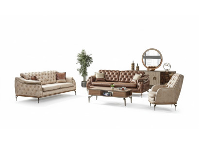 Ensemble de canapés 3+3+1 Chesterfield Style moderne Ensemble Suite 3 pièces. Canapé relaxant neuf