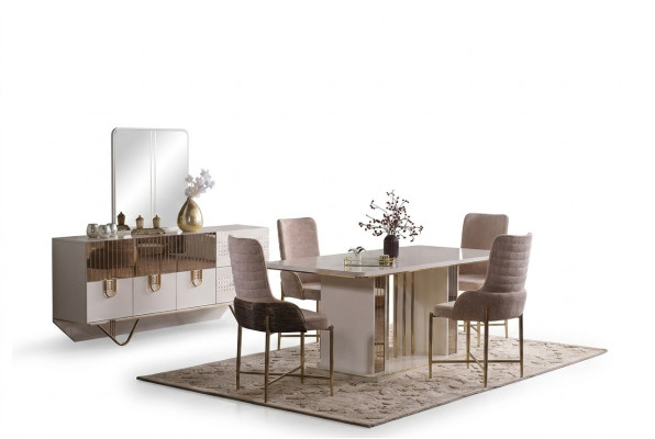 Salle à manger design Ensemble complet Table à manger + 6 chaises + Buffet Meuble table en bois neuf