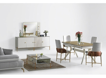 Salle à manger Ensemble Table 6x Chaises Design Mobilier Moderne de Luxe Buffet