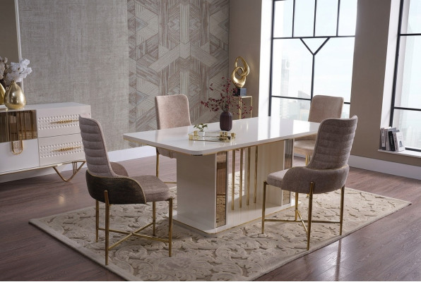 Ensemble de salle à manger de luxe 6 chaises + ensemble de table à manger suite fauteuils buffet