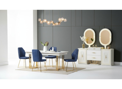 Ensemble de salle à manger de luxe Table à manger + 6 chaises + Buffet Ensemble de salle à manger neuf 8 pièces