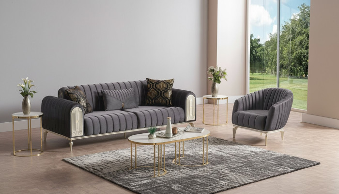 Ensemble de canapé 3+1 places Fauteuil relax moderne Suite Fauteuil Gris