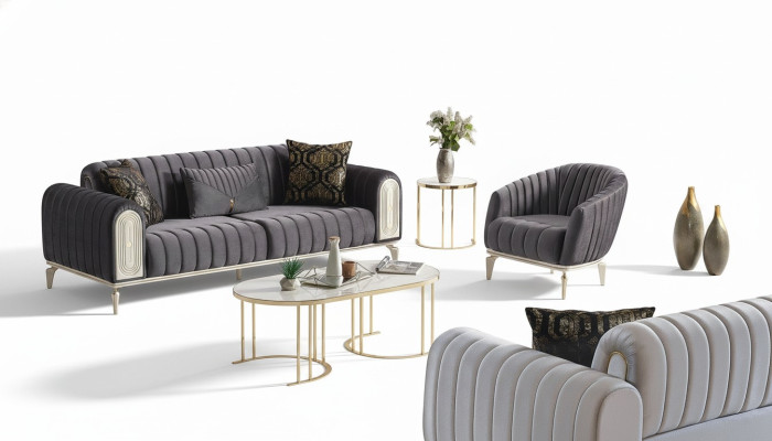 Ensemble de canapé 3+1 places Fauteuil relax moderne Suite Fauteuil Gris