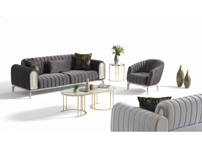 Ensemble de canapé 3+1 places Fauteuil relax moderne Suite Fauteuil Gris