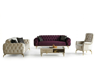 Ensemble de canapés design 3+3+1 places Ensemble de sièges rembourrés Chesterfield neuf