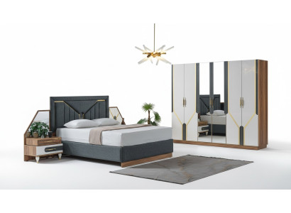 Ensemble de chambre lit + 2x tables de chevet + armoire Mobilier design 4 pièces. neuf
