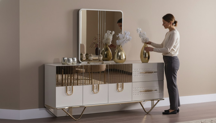 Buffet Armoire Mobilier laqué en bois de luxe Commode Buffet