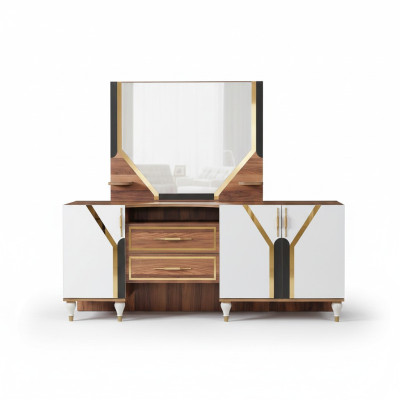 Buffet Armoire Marron Brillant Meubles en Bois de Luxe Commode Buffet Nouveau