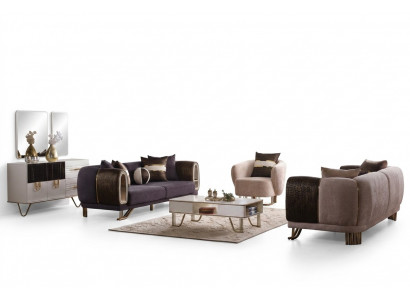 Suite de séjour prestigieuse 3+3+1 ensemble de salon deux canapés et fauteuil neufs