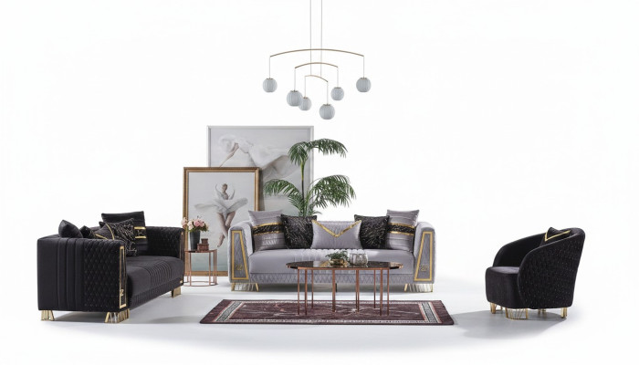 Ensemble de canapé 3+3+1 places de style baroque Chesterfield, ensemble de suite 3 pièces. Canapé relax