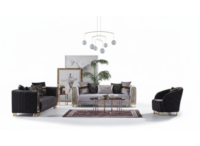 Ensemble de canapé 3+3+1 places de style baroque Chesterfield, ensemble de suite 3 pièces. Canapé relax