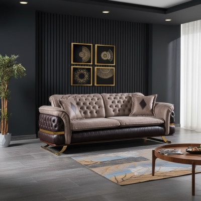 Canapé design trois places Canapés trois places en textile Canapé chesterfield trois places en tissu neuf