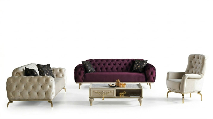 Ensemble de canapé comprenant 3+3+1 places Chesterfield style moderne, ensemble de 3 pièces. Canapé relax.