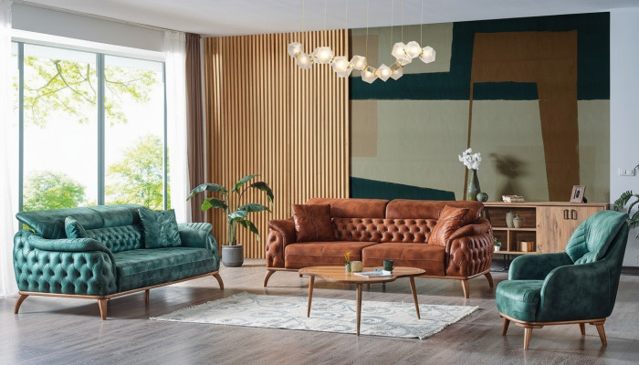Ensemble de canapés classiques 3+3+1 place Chesterfield Fauteuil relaxant Meuble Canapé