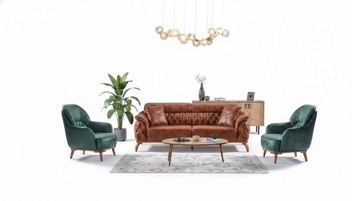 Ensemble de canapés classiques 3+3+1 place Chesterfield Fauteuil relaxant Meuble Canapé
